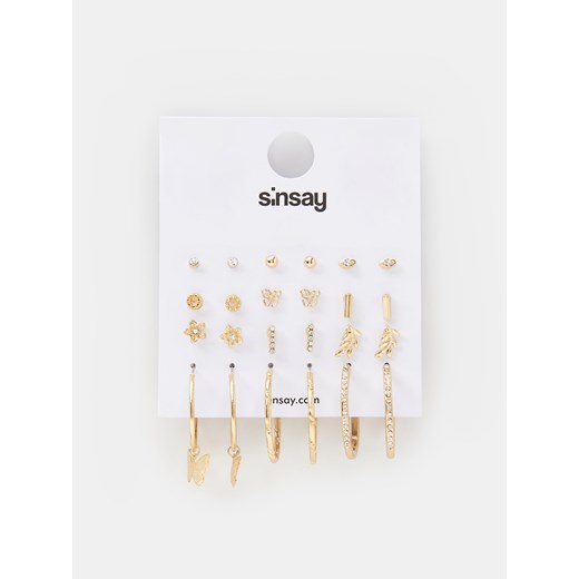 Sinsay - Kolczyki 12 pack - Złoty Sinsay Jeden rozmiar Sinsay