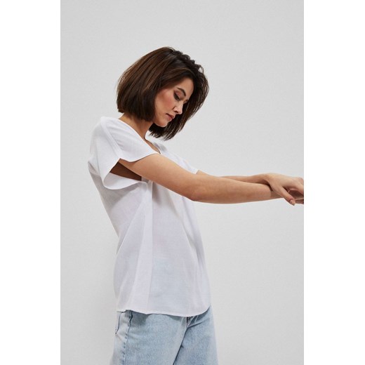 Bluzka damska Moodo.pl z dekoltem w serek z długim rękawem 