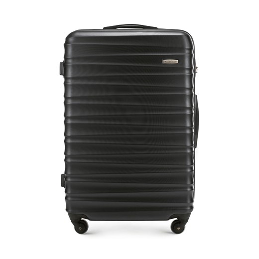 Duża walizka z ABS-u z żebrowaniem czarna ze sklepu WITTCHEN w kategorii Walizki - zdjęcie 136733805