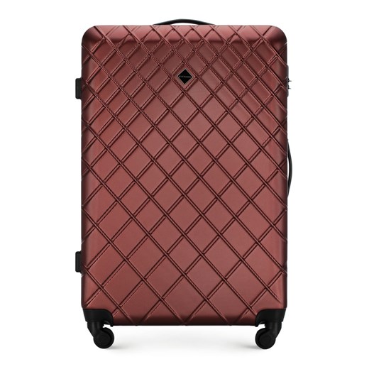 Duża walizka z ABS-u w ukośną kratkę bordowa ze sklepu WITTCHEN w kategorii Walizki - zdjęcie 136733825