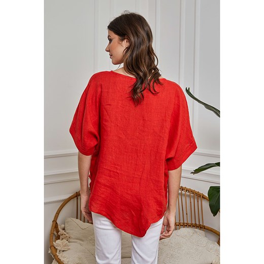 Lniana bluzka w kolorze czerwonym Joséfine S okazyjna cena Limango Polska