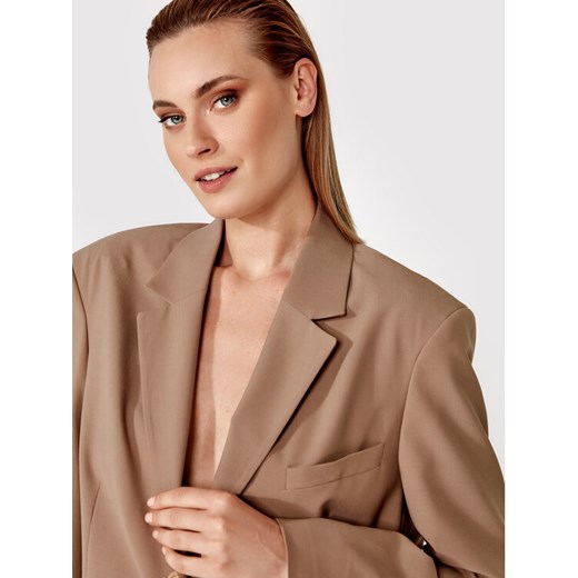 Simple Żakiet SI22-MKD002 Brązowy Regular Fit Simple 36 promocyjna cena MODIVO
