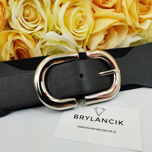 Szeroki pasek na gumie ze srebrną klamrą 95102 Brylancik Brylancik