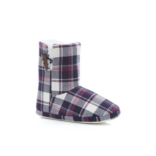 Blue Check Slipper Boots newlook fioletowy 