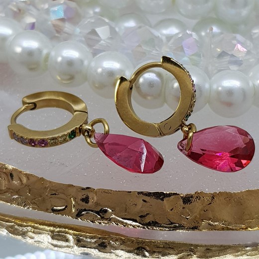 Kolczyki z różowymi kryształkami 22945 Brylancik Brylancik