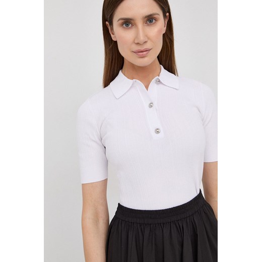 MICHAEL Michael Kors t-shirt damski kolor biały z kołnierzykiem Michael Michael Kors S ANSWEAR.com