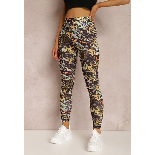 Czarno-Żółte Legginsy Dyneina Renee S Renee odzież