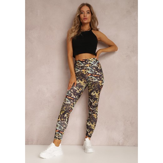 Czarno-Żółte Legginsy Dyneina Renee S Renee odzież