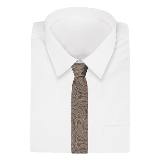 Krawat Klasyczny, Brązowo-Beżowy w Paisley Męski, Szeroki 8 cm, Elegancki Chattier JegoSzafa.pl