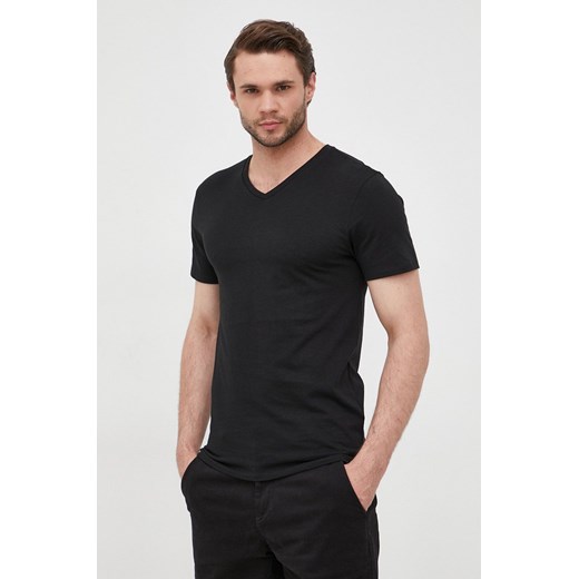 Lacoste T-shirt bawełniany (3-pack) kolor czarny gładki Lacoste M ANSWEAR.com okazja