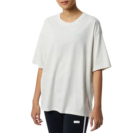 Bluzka damska New Balance biała z okrągłym dekoltem z krótkim rękawem 