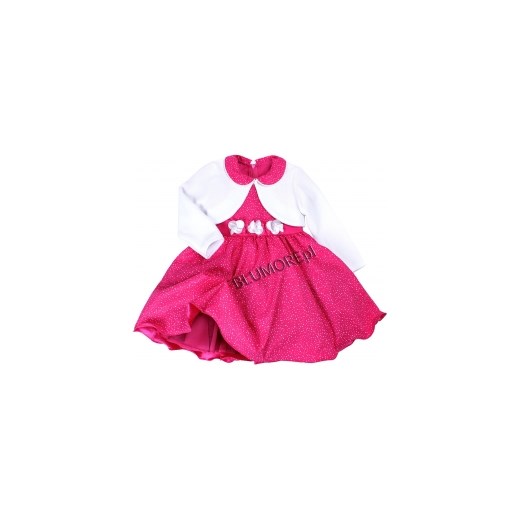 Różowa sukienka i bolerko w kropeczki 80 - 122 Mirella 2 blumore-pl rozowy ciemny