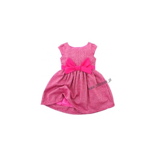 Sukienka dla dziewczynki z kokardą 74 - 140 Ksenia róż blumore-pl rozowy błyszczący