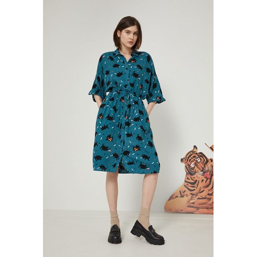 Sukienka rozkloszowana wzorzysta by Jakub Zasada zielona Medicine S,M,L,XL,XS wearmedicine