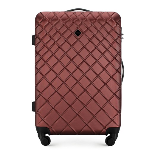 Średnia walizka z ABS-u w ukośną kratkę bordowa ze sklepu WITTCHEN w kategorii Walizki - zdjęcie 136961067