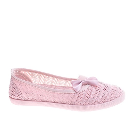 Koronkowe balerinki z kokardką Naket Pink /E5-2 11542 T7-5/ ze sklepu Pantofelek24.pl w kategorii Balerinki dziecięce - zdjęcie 136967278