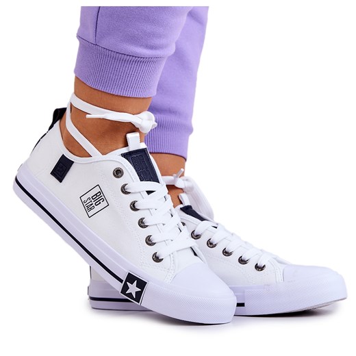 Trampki damskie BIG STAR sportowe sznurowane z tworzywa sztucznego płaskie