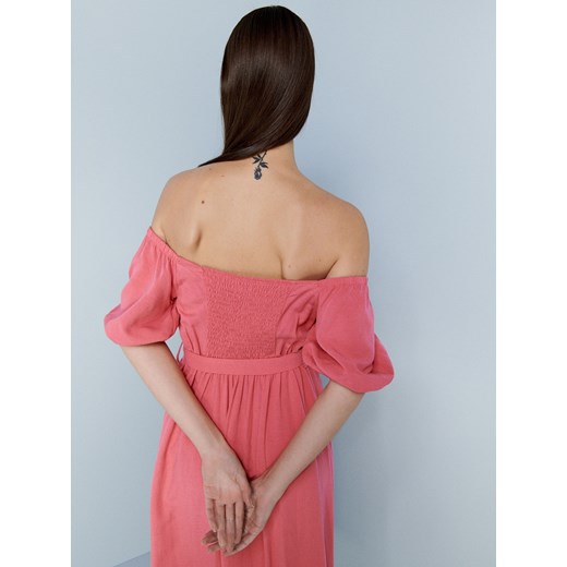 Reserved - Sukienka z lnem - Różowy Reserved XL Reserved
