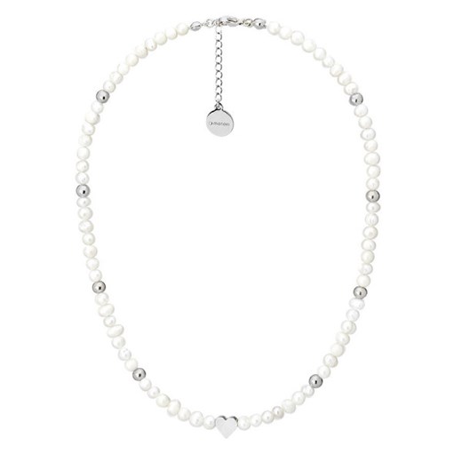 Delikatny naszyjnik perłowy z subtelnym serduszkiem pod personalizację ze sklepu manoki.pl w kategorii Naszyjniki - zdjęcie 137086375