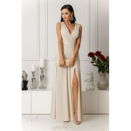 Sukienka maxi brokatowa Salma jasny beż Shopaholics Dream m SHOPAHOLIC`S DREAM