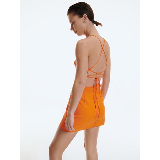 Reserved - Sukienka mini z paskiem - Pomarańczowy Reserved XS Reserved