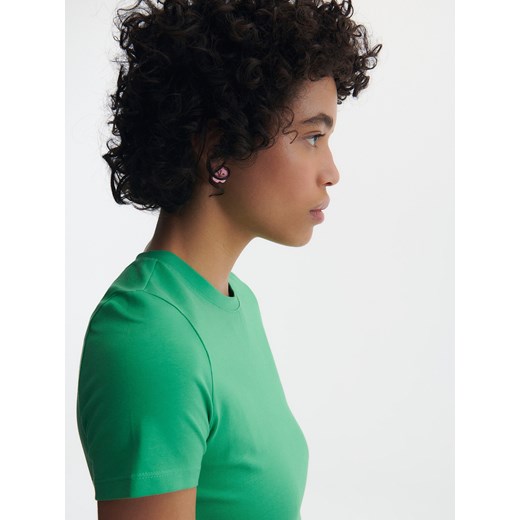 Reserved - Bawełniany crop top - Zielony Reserved M Reserved