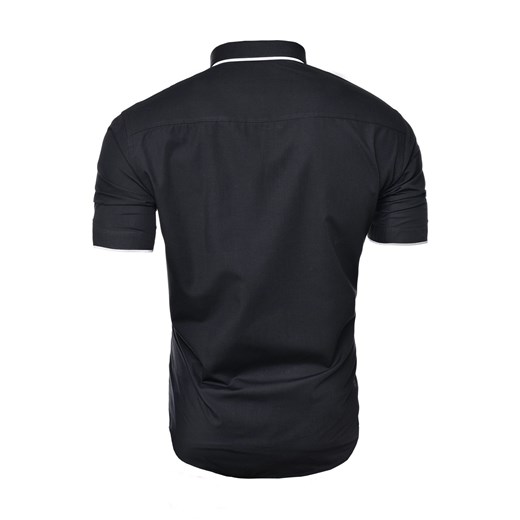 Koszula męska z krótkim rękawem cd24  - czarna Risardi M Risardi