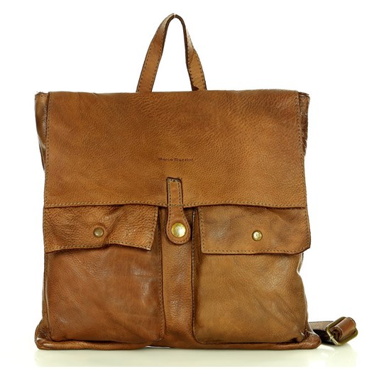 Skórzana torebka plecak handmade safari style - MARCO MAZZIN brąz uniwersalny okazja Verostilo