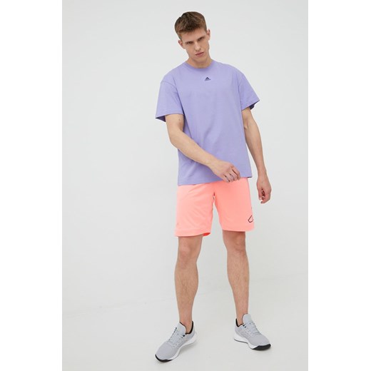 adidas t-shirt bawełniany kolor fioletowy z nadrukiem L ANSWEAR.com