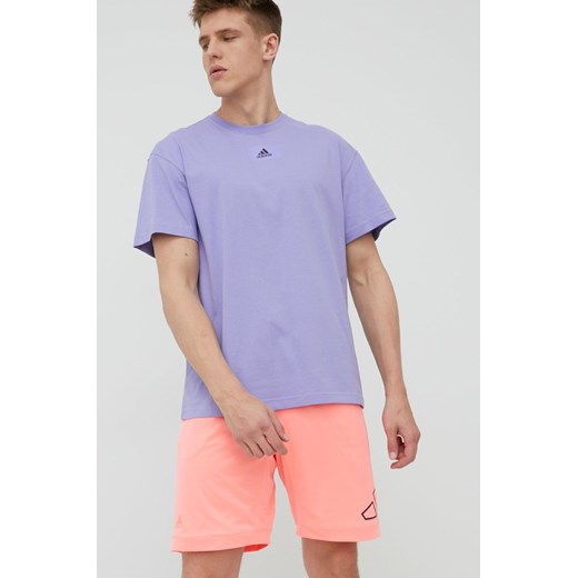 adidas t-shirt bawełniany kolor fioletowy z nadrukiem XXL ANSWEAR.com