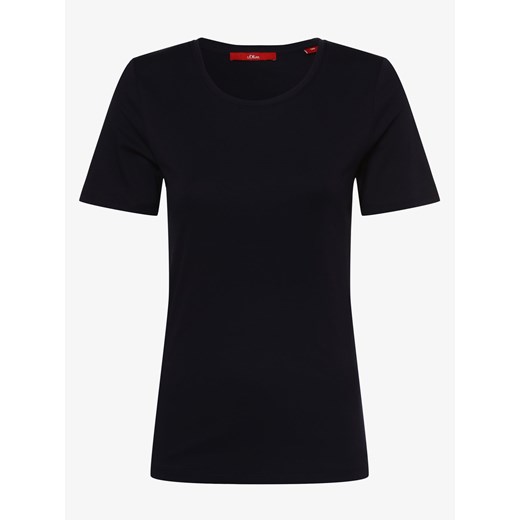 s.Oliver T-shirt damski Kobiety Bawełna granatowy jednolity ze sklepu vangraaf w kategorii Bluzki damskie - zdjęcie 137131347