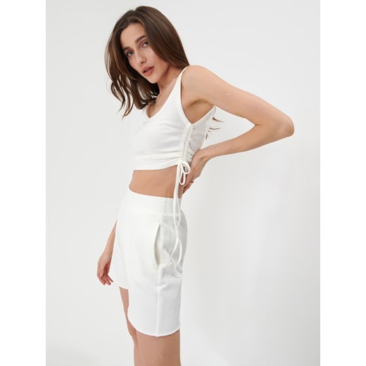 Sinsay - Crop top z wiązaniem - Kremowy Sinsay L Sinsay