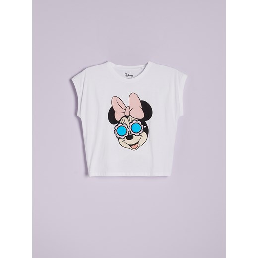 Reserved - T-shirt z aplikacją Minnie Mouse - Biały Reserved 134 Reserved