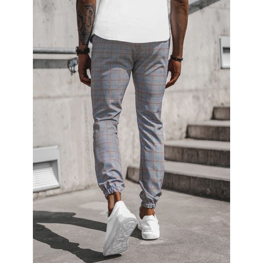 SPODNIE MĘSKIE CHINO JOGGERY W KRATĘ SZARE OZONEE DJ/2289/22Z Ozonee 36 promocja ozonee.pl