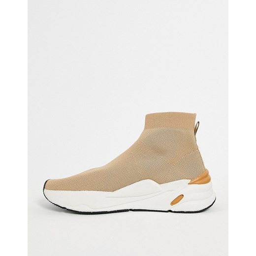 Stradivarius – Beżowe dzianinowe tenisówki-Neutralnie 37 Asos Poland