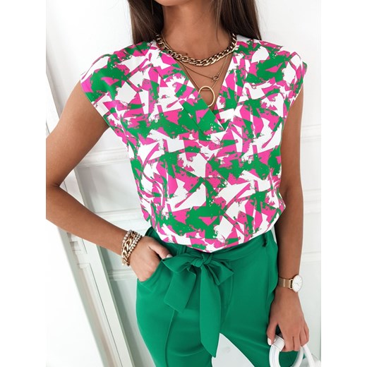 WZORZYSTA BLUZKA TOSCANA ZIELONO/RÓŻOWA Infinityfashion.pl 40 Infinity