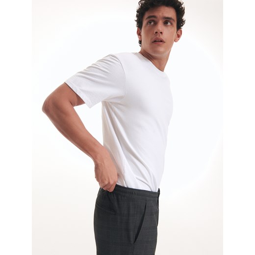 Reserved - Spodnie jogger  slim w kratę - Szary Reserved L Reserved