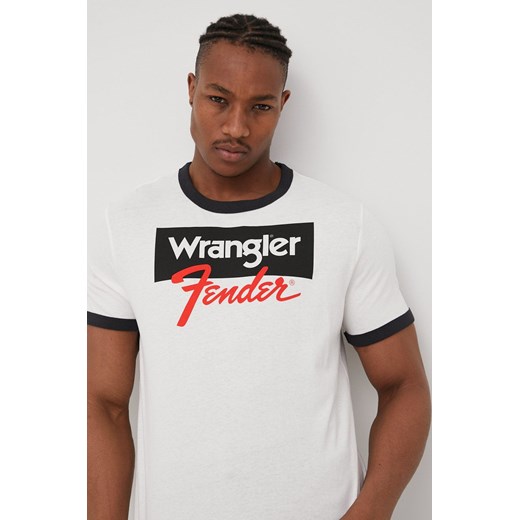 Wrangler t-shirt bawełniany kolor szary z nadrukiem Wrangler S ANSWEAR.com