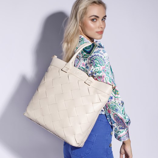 Shopper bag beżowa WITTCHEN mieszcząca a8 matowa skórzana 