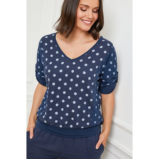 Lniana bluzka w kolorze granatowym Curvy Lady 40/42 Limango Polska promocyjna cena