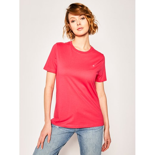 Calvin Klein T-Shirt Small Logo Embroidered Tee K20K202021 Różowy Regular Fit Calvin Klein XS wyprzedaż MODIVO