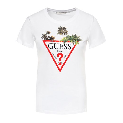Guess T-Shirt Palms Triangle W0GI52 JA900 Biały Regular Fit Guess XS okazja MODIVO