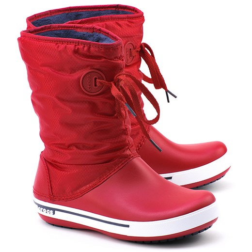 Crocband II.5 Lace Boot - Czerwone Nylonowe Śniegowce Damskie - 14545 mivo czerwony Botki