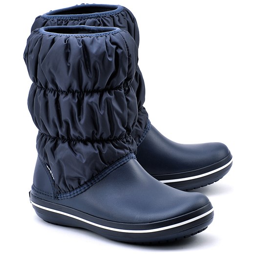 Winter Puff Boot - Granatowe Nylonowe Śniegowce Damskie - 14614 mivo niebieski Botki