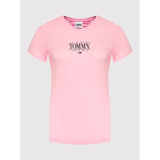 Tommy Jeans T-Shirt Essential Logo DW0DW11239 Różowy Skinny Fit Tommy Jeans L okazyjna cena MODIVO