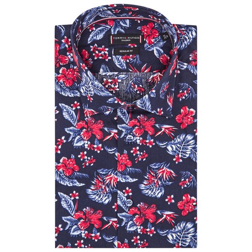 Tommy Hilfiger Tailored Koszula Flower Print MW0MW18449 Granatowy Regular Fit 41 okazja MODIVO