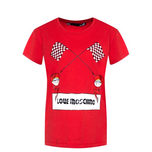LOVE MOSCHINO T-Shirt W4F8732M 3876 Czerwony Regular Fit Love Moschino 40 okazja MODIVO