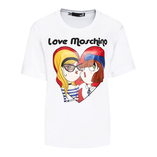 LOVE MOSCHINO T-Shirt W4H0613M 3517 Biały Regular Fit Love Moschino 42 promocyjna cena MODIVO