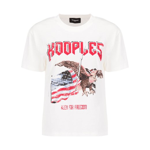 The Kooples T-Shirt FTSC20021K Biały Regular Fit The Kooples 3 okazja MODIVO