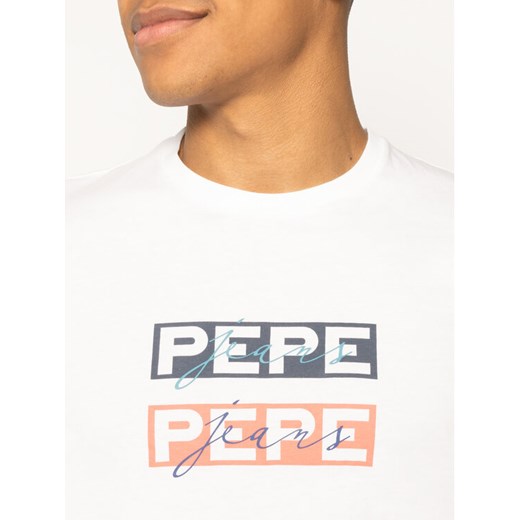Pepe Jeans T-Shirt Sid PM507183 Biały Regular Fit Pepe Jeans XXL okazja MODIVO